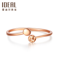 IDEAL爱迪尔珠宝18K金玫瑰金彩金戒指 弹力开口au750戒指 遇见爱情 经典圆点女戒送礼送女友SJ046