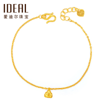 IDEAL爱迪尔珠宝黄金手链女款新款999足金小金佛手链手镯护安康S型搭扣可延长手链送恋人HJ107 约2.7-2.9g