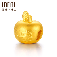 IDEAL爱迪尔珠宝黄金3D硬金足金苹果转运珠999足金平安苹果转运珠手串手链黄金吊坠送爱人HJ076 约0.9g