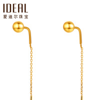 IDEAL爱迪尔珠宝彩金耳针耳钉耳线 黄18K金耳线小圆珠耳坠 优雅流线时尚百搭耳饰SJ032