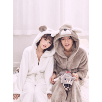 歌瑞尔法兰绒卡通男女加厚保暖睡衣冬季情侣长袖家居服 萨福