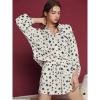 歌瑞尔时尚印花男女士长袖睡衣休闲舒适情侣家居服套装19208HS