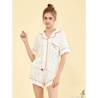 歌瑞尔夏季新款性感时尚短袖睡衣女士甜美圆点家居服套装19080HS
