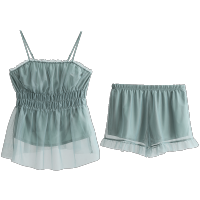 歌瑞尔甜美性感吊带少女睡衣时尚可外穿家居服两件套装卢儿
