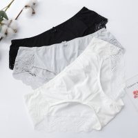 歌瑞尔【3条装】性感舒适内裤女甜美蕾丝中腰平角裤组合BWM19001