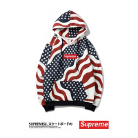Supreme春秋冬新款套头连帽情侣卫衣男女外套加绒美国国旗