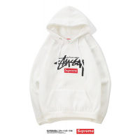 Supreme春秋冬新款套头连帽情侣卫衣男女外套加绒黑色