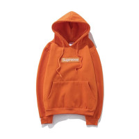 Supreme春秋冬新款套头连帽情侣卫衣男女外套加绒红色