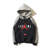 Supreme春秋冬新款套头连帽情侣卫衣男女外套加绒灰色