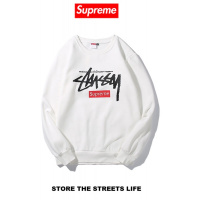 Supreme春秋冬套头印花卫衣男女款长袖圆领外套加绒白色