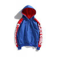 Supreme春秋冬新款套头连帽情侣卫衣男女外套加绒蓝色