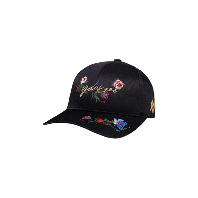 MLB棒球帽男女情侣帽子 NY刺绣花朵鸭舌帽水晶蝴蝶镶钻可调节网纱帽