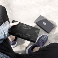 yok男士钱包迷彩拉链手包青年皮夹钱夹日韩个性潮牌长款手拿包