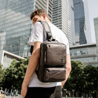 yok胸包男士休闲户外运动包单肩包时尚潮流pu皮胸前包潮牌斜挎包