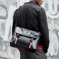 yok单肩包男士新款斜挎包横款商务背包pu皮质跨包时尚潮流休闲包