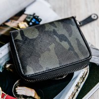 yok男士钱包薄款短款迷彩小皮夹横款钱夹日韩学生复古卡包潮