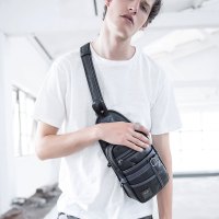 yok胸包男单肩包腰包潮流青年小背包斜挎包韩版潮休闲PU胸前包包