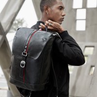 yok双肩包男士背包休闲包时尚潮流韩版大学生书包旅行PU皮电脑包