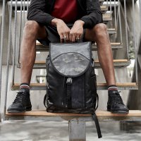 yok简约拼接潮流双肩包男大学生书包迷彩大容量学院风电脑包背包