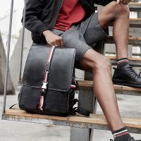 yok双肩包男士背包休闲包时尚潮流韩版大学生书包旅行PU皮电脑包