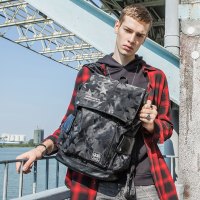yok双肩包男迷彩背包时尚潮流学生2018新款包包高中生书包大容量