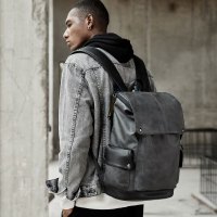 yok双肩包男韩版休闲背包大容量旅行包学生书包时尚潮流背包男