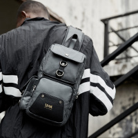 yok胸包男士韩版斜挎包休闲防水帆布小背包单肩包男包胸前包潮牌