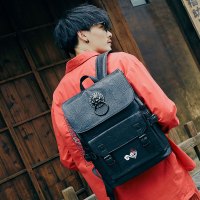 yok双肩包男士青年个性时尚潮流旅行包学生中国风休闲背包男刺绣