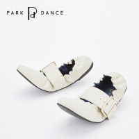 park dance女鞋简约一字扣带蛋卷鞋平底圆头皮带扣单鞋松紧套脚跟