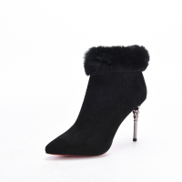 It's Q 2018秋冬季新款尖头高跟短靴女细跟短筒靴高跟