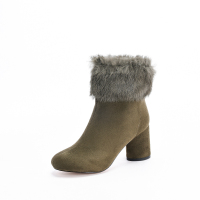 It's Q 冬季新款时尚百搭粗跟女秋冬靴子英伦风复古短筒磨砂短靴