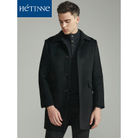红豆旗下高端品牌轩帝尼(HETINNE)男装秋冬季男士毛呢大衣轻奢商务男装单排扣羊毛双面呢大衣男外套
