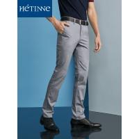 红豆旗下高端品牌轩帝尼(HETINNE)男装2019春夏新款轻奢商务男装亚麻长裤男式休闲裤