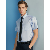 红豆旗下高端品牌轩帝尼(HETINNE)男装2019夏新款轻奢商务方领正装DP免烫短袖男式衬衫