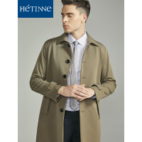 红豆旗下高端品牌轩帝尼(HETINNE)男装2019秋季新款男士风衣轻奢商务翻领单排扣气质风衣男外套