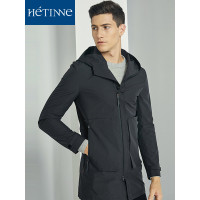 红豆旗下高端品牌轩帝尼(HETINNE)男装2019秋季新款男士风衣休闲连帽中长款商务风衣男外套
