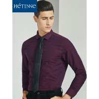 红豆旗下高端品牌轩帝尼(HETINNE)男装2019秋季新款男士衬衫轻奢商务男装精梳棉长袖衬衫男