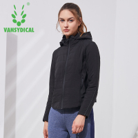 vansydical范斯蒂克运动棉服女秋冬季拉链连帽防风外衣户外跑步健身瑜伽外套