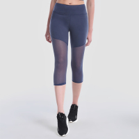 vansydical范斯蒂克健身裤女高腰显瘦瑜伽裤弹力紧身拼网七分裤夏训练跑步速干裤提臀