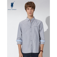 polo sport 长袖衬衫男男士免烫韩版修身商务长袖衬衣青年休闲 灰色