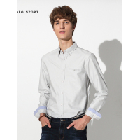 polo sport 长袖衬衫男秋冬季时尚休闲新品舒适柔软衬衫男 浅灰色