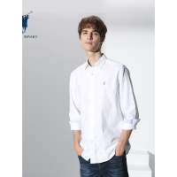 polo sport 长袖衬衫男秋冬季时尚休闲新品舒适柔软衬衫男 白色