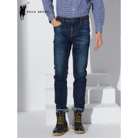 polo sport 牛仔裤男士青年商务休闲长裤子男中腰直筒宽松牛仔裤 蓝色
