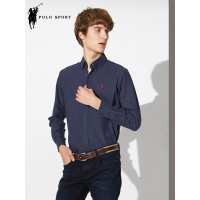 polo sport 衬衫男秋冬新品修身韩版长袖打底衫休闲上衣商务时尚磨毛款 藏青色