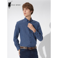 polo sport 长袖衬衫男韩版修身商务长袖衬衣青年休闲秋季新品 藏青