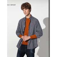 polo sport 长袖衬衫男磨毛款秋冬季时尚休闲新品舒适柔软衬 藏青色