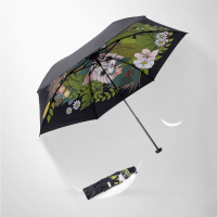 HONDAR 三折超轻碳纤易开收萌宠精灵遮阳防紫外线黑胶防晒太阳伞9550