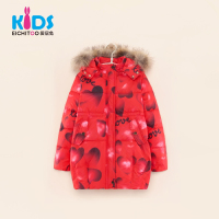 EICHITOO KIDS爱居兔童装女童印花连帽保暖羽绒服