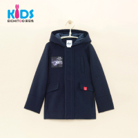 EICHITOO KIDS爱居兔童装男童带帽中长款大衣