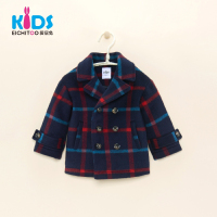 EICHITOO KIDS爱居兔童装儿童男童英伦风格纹羊毛大衣